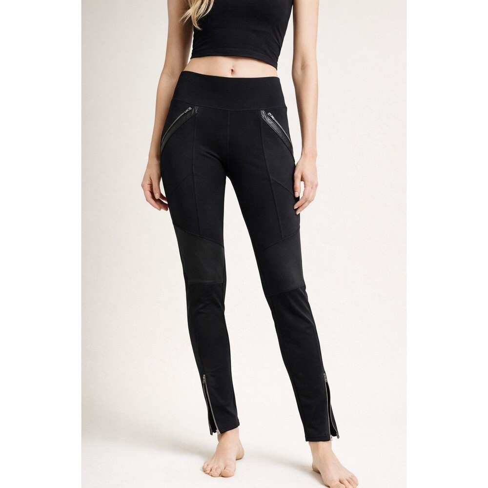 Athleta Black Moro Leggings Womens XL Zip Ankle Stretch Activewear Pants